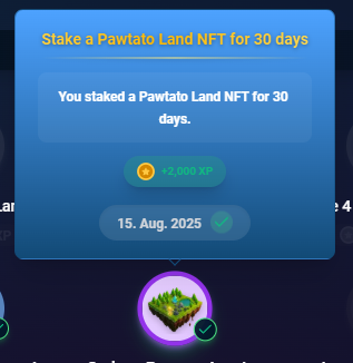 1 Month <a href="/PawtatoFinance/">Pawtato Finance | Sui</a>  Land Staking Achieved!

now go next!