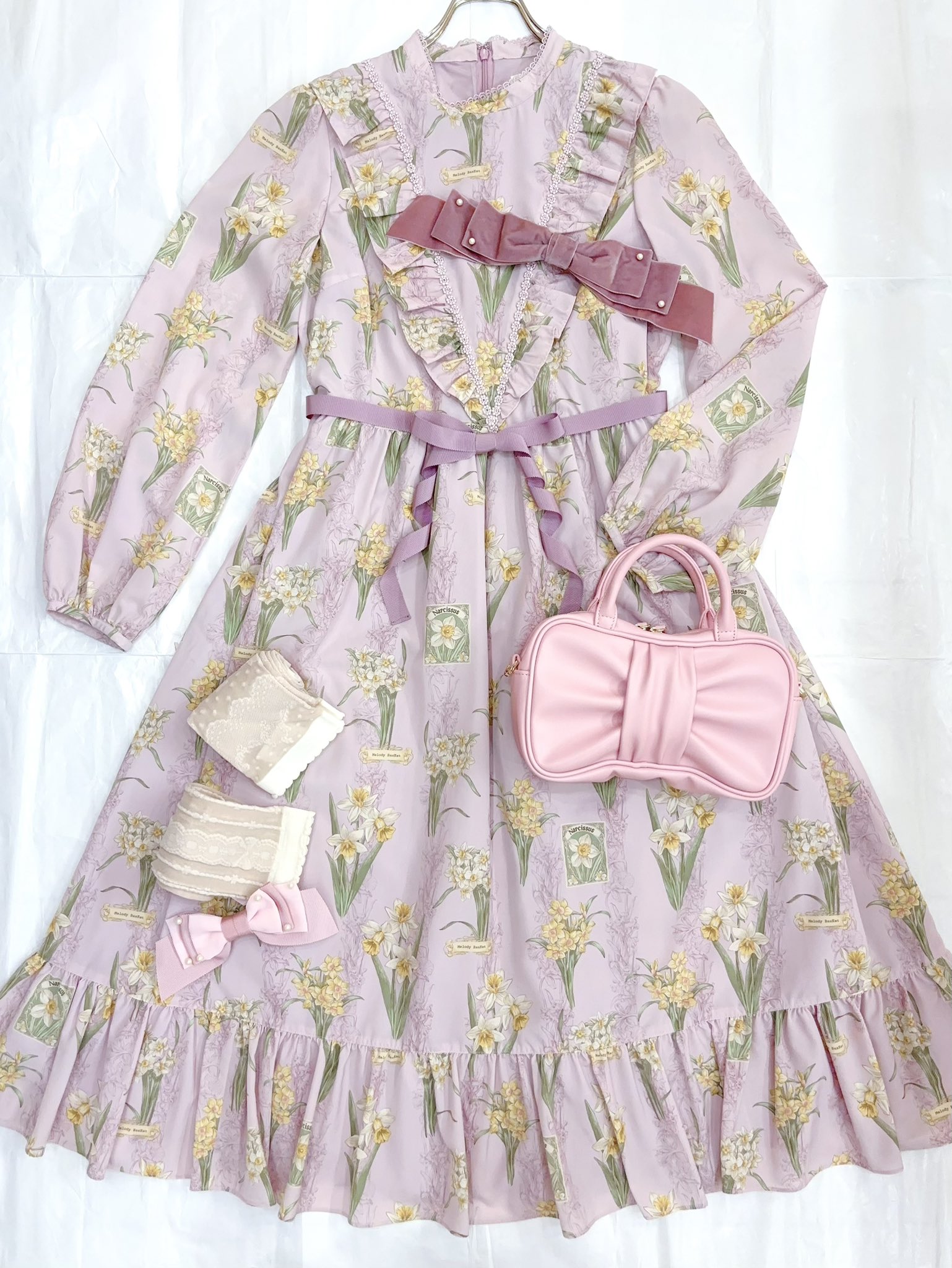 プリンセスメロディ✩キャンディユニコーン✩シフォン✩リボンワンピース Stripe Ribbonセーラーワンピース サックス×ホワイト／select