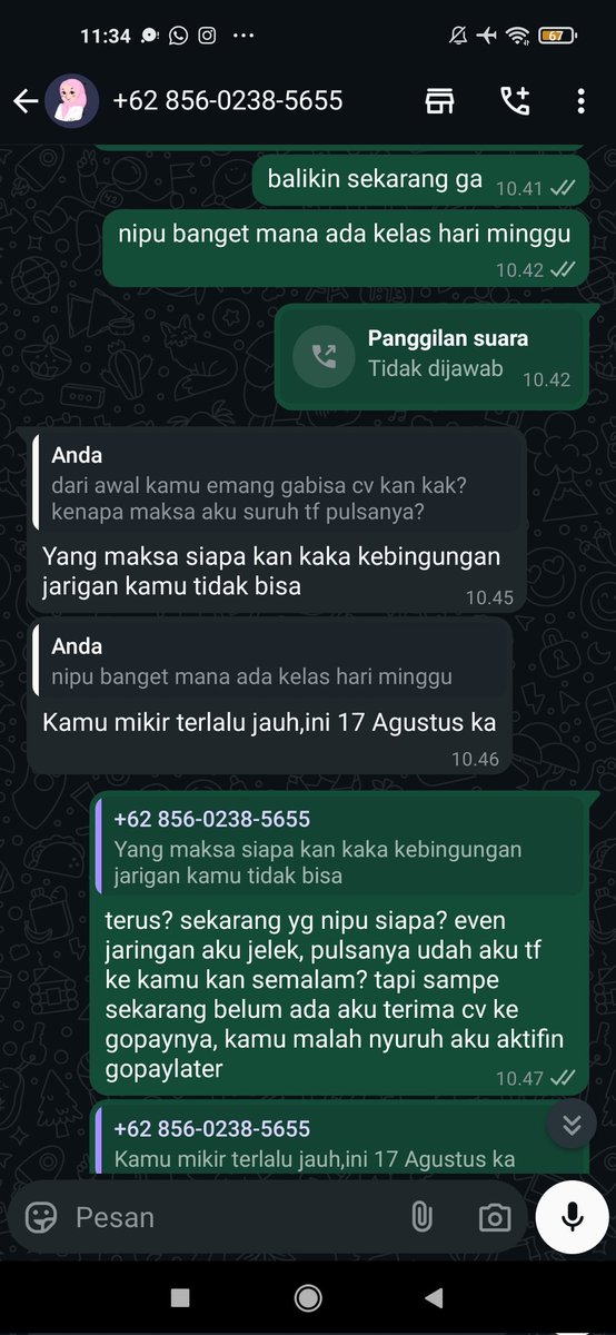 vousmvey's tweet photo. scam alert!! guys jangan mau pake jasa orang ini ! tukang cv scam, aku dari tadi malam mau cv pulsa tsel ke gopay 90k, malahan disuruh sama dia buat aktivasi paylater. terus pas aku suruh refund aja siang ini, malah di gaslight, dipaksa ikutin 'cara' dia 😂 #zonauang #zonajajan https://t.co/8o6lU7egMe