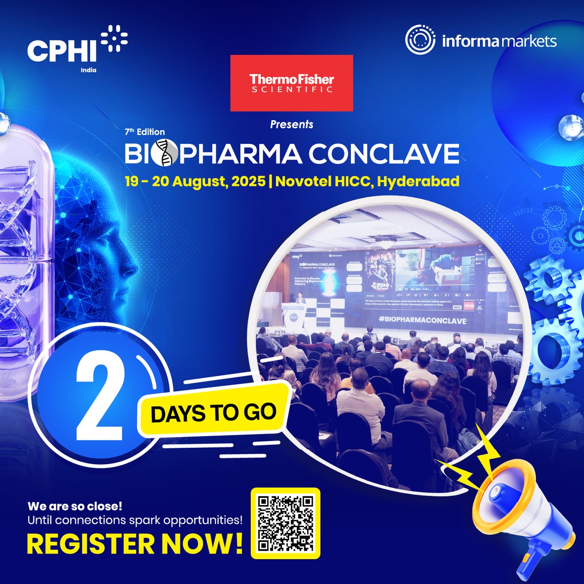 The wait is almost over! Just 2 days to go until the 7th Edition of Biopharma Conclave unfolds on 19-20 Aug 2025 at Novotel HICC, Hyd. Big ideas. Breakthrough insights. Meaningful connections.
Register FREE* today: bit.ly/3TqYo
#CPHIConferences #InformaMarkets