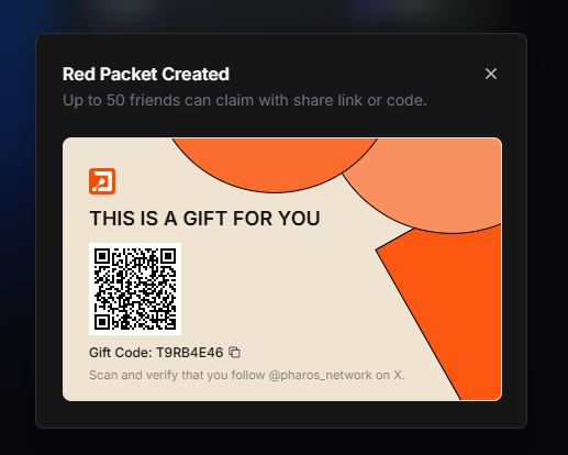 RforWcrypto15's tweet photo. Just dropped a lil gift for the fam ๐โจ
Red Packet is live โ up to 50 of you can claim it! ๐
Scan the QR or use the code: T9RB4E46 ๐Donโt forget to follow @pharos_network to unlock it ๐
Letโs see whoโs fast enough โณโก#Crypto #FaucetDrop #Web3 https://t.co/Vs6pWso8xc