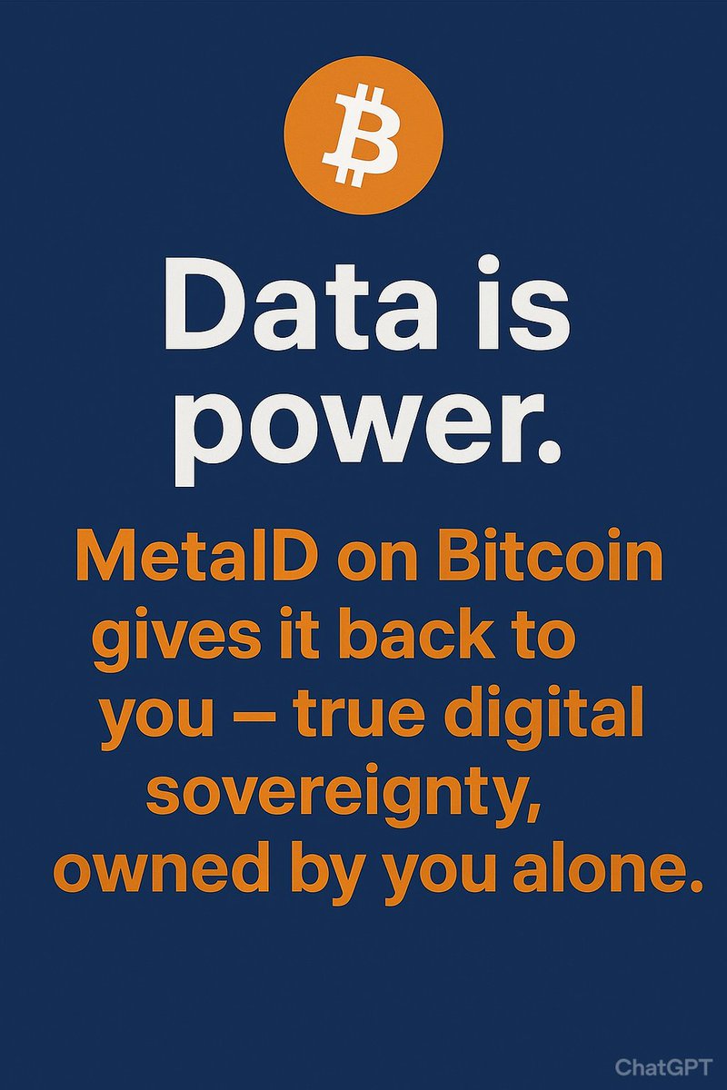 MetaID_PGD's tweet image. With MetaID, your data becomes your power — and it stays yours forever.⚡
#MetaID #Bitcoin #MVC #DigitalIdentity