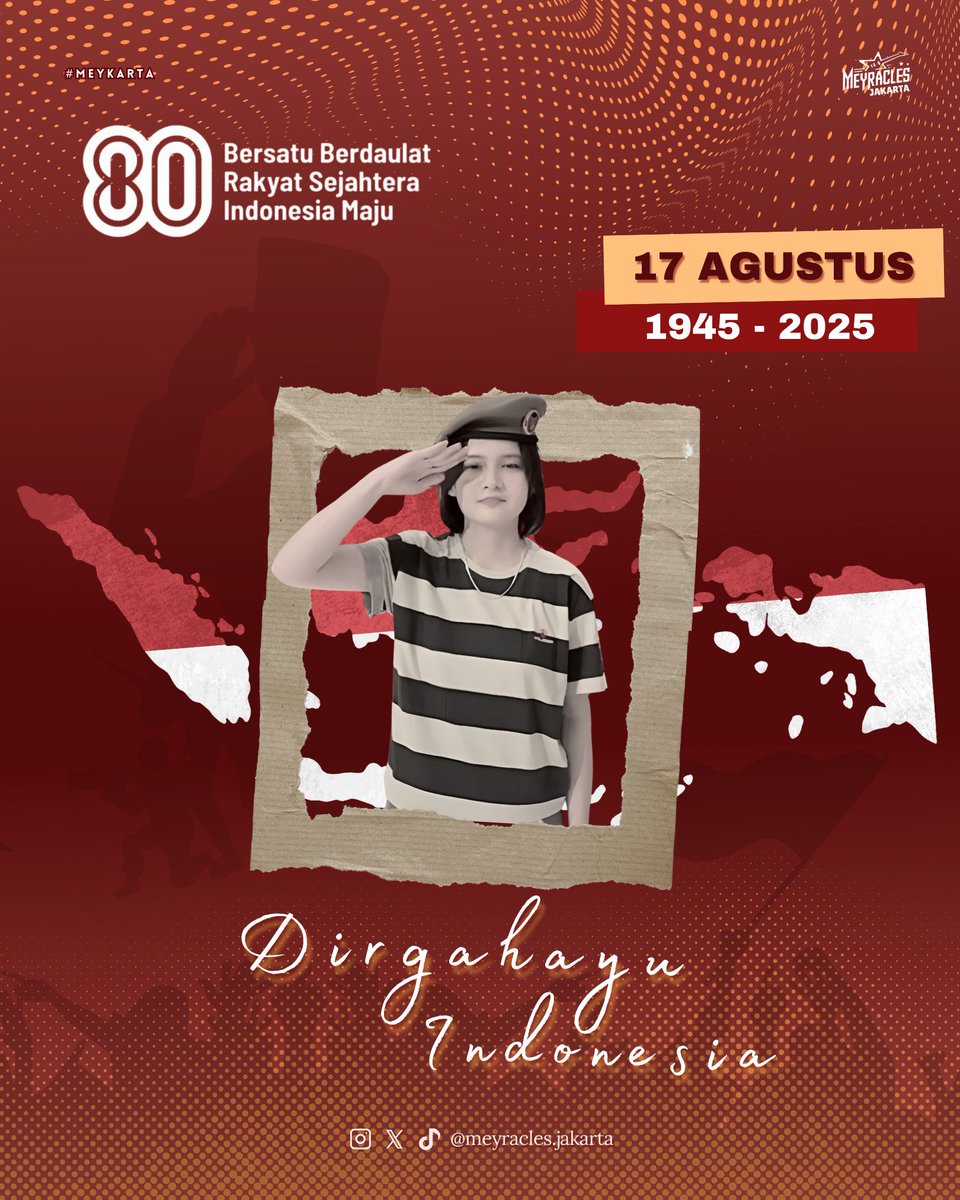 meyraclesjkt's tweet photo. Dirgahayu Republik Indonesia Ke-80!🇮🇩
Mari kita jadikan semangat ini sebagai kekuatan untuk terus berkarya!💪🏻
 #Mesahira https://t.co/WrFBBixPnF