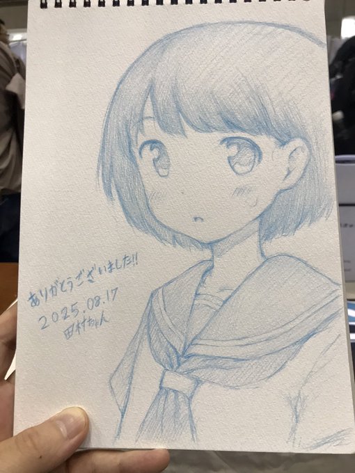 コミケのスケブでショートカットの子を描いたよ!