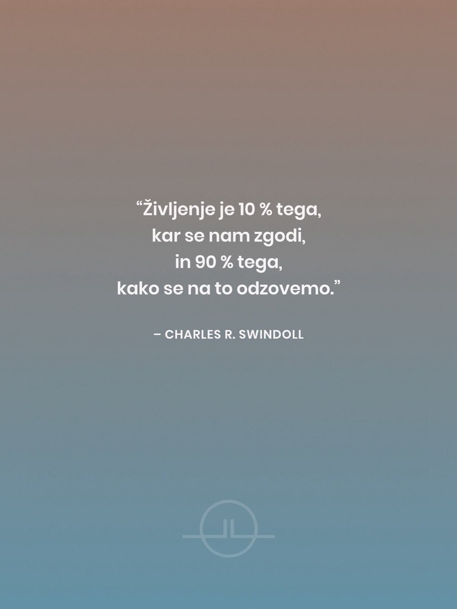 Večina ljudi misli, da jih določa to, kar se jim zgodi. Ne drži.

To je 10 %.

Ko se ujamemo v vlogo žrtve, predajamo svojo moč. Takrat smo ujetniki okoliščin.

Na dogodke nimaš vedno vpliva. Na svoj odziv vedno.

👇Povej mi v komenatrju, odločaš ti ali dogajanje okoli tebe?