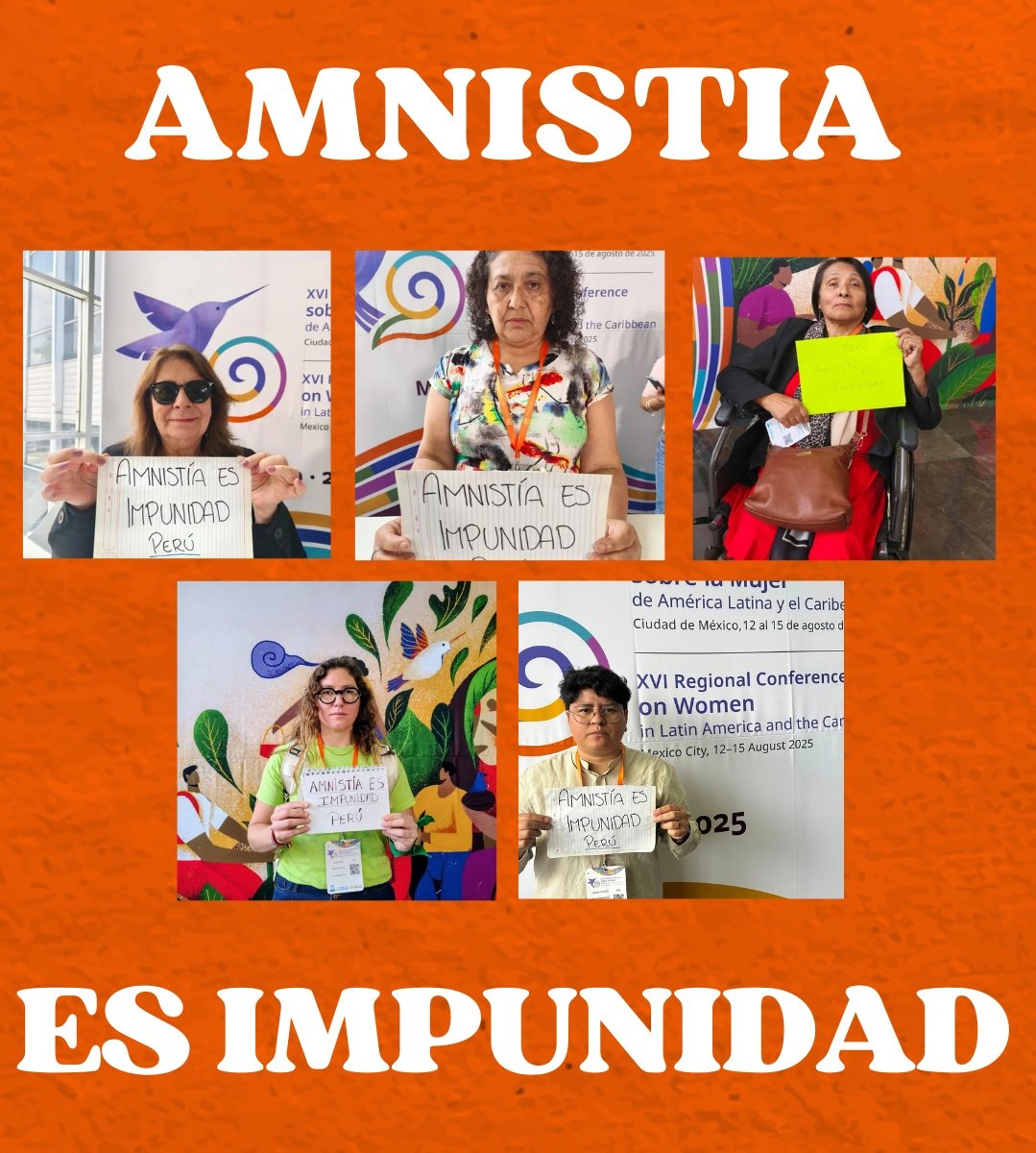 ¡NO A LA IMPUNIDAD!
La Ley 32419 pretende borrar las responsabilidades. En nuestro país, la memoria y la justicia no son moneda de cambio.
Diversas organizaciones feministas y DDHH en la XVI Conferencia Regional de la Mujer, levantamos la voz y exigimos que el Perú no retroceda.