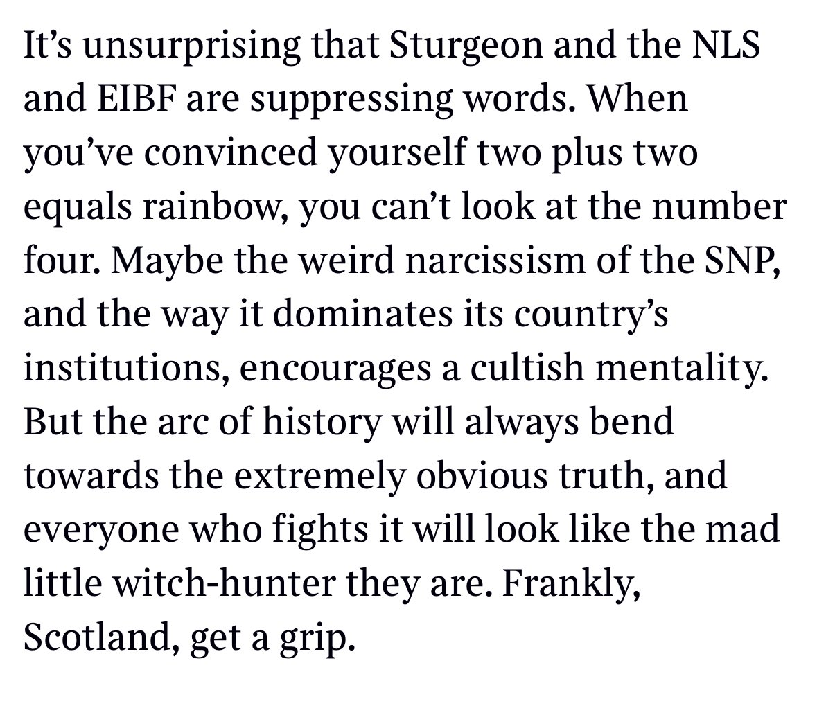 Susan Dalgety (@dalgetysusan) on Twitter photo Wonderful column by <a href="/HadleyFreeman/">Hadley Freeman</a> in her occasional series on Scotland and its gender madness. 🎁 link
thetimes.com/article/232b37… Wonderful column by <a href="/HadleyFreeman/">Hadley Freeman</a> in her occasional series on Scotland and its gender madness. 🎁 link
thetimes.com/article/232b37…