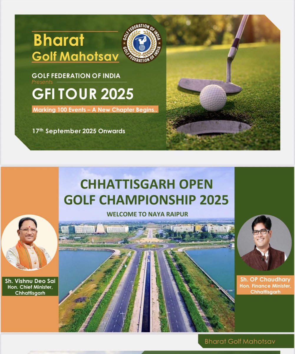 GolfFedIndia's tweet photo. We are delighted to announce the BharatGolfMahotsav, a nationwide celebration of golf, education, health, and environment, featuring 100 events across India🏌️‍♂️⛳️🌳📚🏥 https://t.co/zjzgvOJDHH