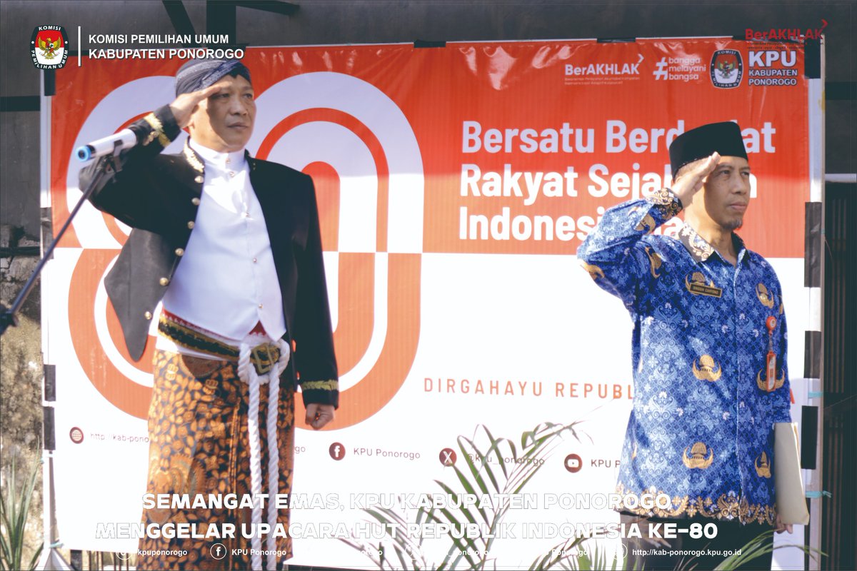 #TemanPemilih..melalui momen peringatan Hari Ulang Tahun ke-80 Republik Indonesia, semoga  KPUU Kabupaten Ponorogo dapat terus menjaga amanah dan meneguhkan kedaulatan rakyat melalui pemilu yang langsung, umum, bebas, rahasia, jujur, dan adil.