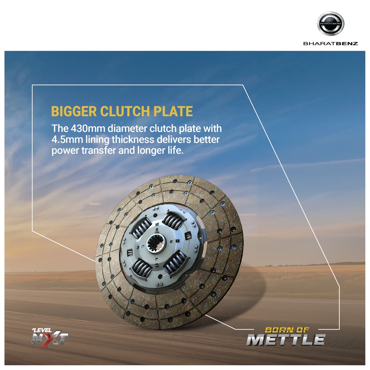 The BharatBenz HX Tipper range features a bigger 430mm clutch plate with 4.5mm lining thickness—delivering superior power transfer and longer life.
Designed to endure harsh conditions and deliver under pressure, every single time.
Built to perform. Built to last.

Explore the HX