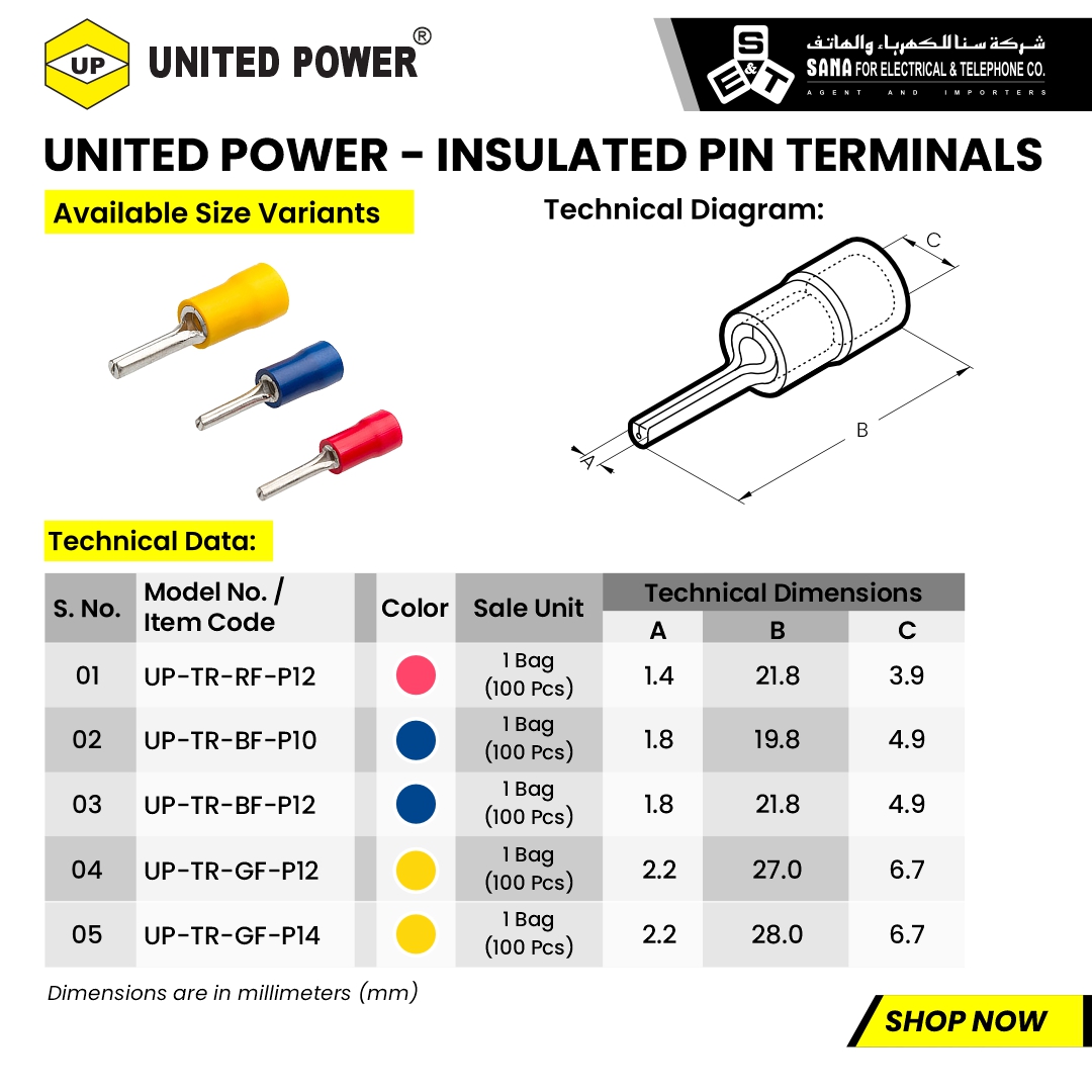 Sanaco_sa's tweet image. Ensure a secure connections with the UNITED POWER insulated pin terminal, featuring a solid pin for easy crimping, protected insulation for bends, and consistent application for reliable performance.

Shop on sanaco.com.sa/product/united…

#terminallugs #lugs #electricalconnectors