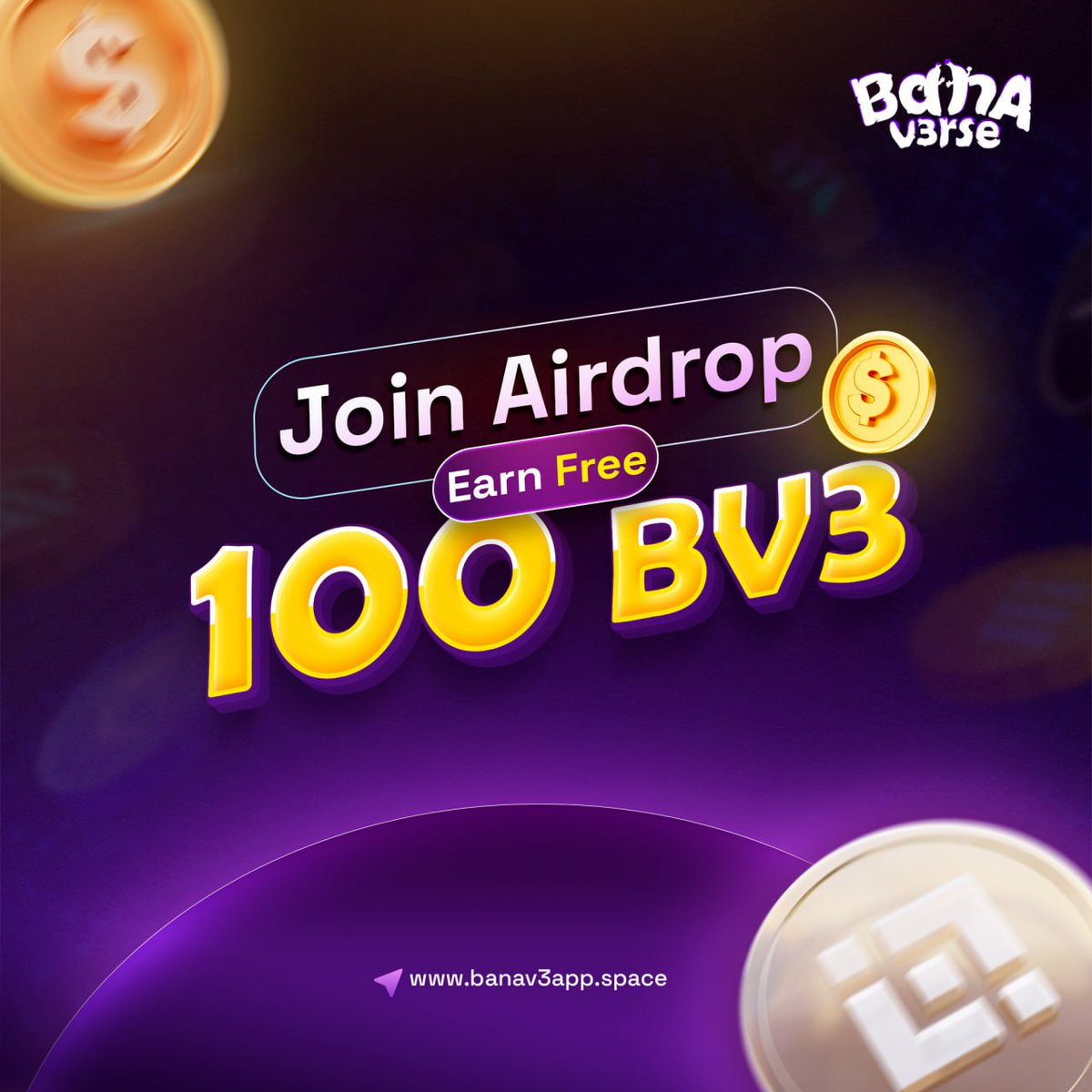 Banav3rse_'s tweet photo. 🚀 BV3 Airdrop is LIVE! 🍌✨
Claim 100 FREE $BV3 Tokens instantly — no lottery, no waiting, no hassle.

✅ Visit https://t.co/fkZ8iDTngZ 
✅ Go to the Airdrop Section
✅ Claim directly to your wallet 🎁

Simple. Fast. Rewarding⚡️Join the Banav3rse today!🔥

#Banav3rse #BV3Token #AirdropAlert