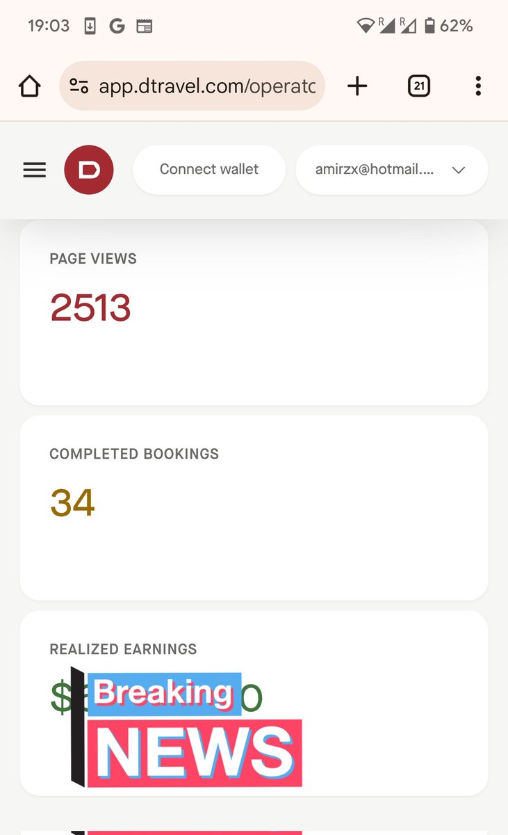 amirsadjady's tweet photo. My 34th direct booking processed by @DtravelDAO within 3 years. I'm looking forward to the day when the whole world is using Dtravel, that day is coming. https://t.co/8whCeu7khp