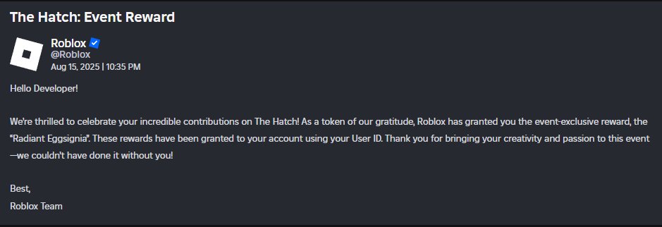 WolfDk_YT's tweet photo. Thank you @Roblox
#TheHatch #RobloxDev #Roblox https://t.co/xZJbm7Mx6V