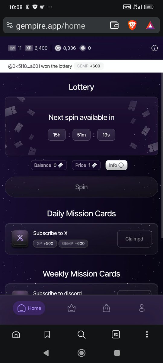 maru230815's tweet image. エアドロ期待テストネット
@monad 

以前紹介したこの
@gempire_app 
毎日1回ルーレット的なの回すだけですが、なんか景品が豪華になりました！
登録して放置している方はまたやってみてもいいかもしれません！！
$GEMP もエアドロあるかもです
まだの方はこちらから👇️
gempire.app/?r=Addppu9O