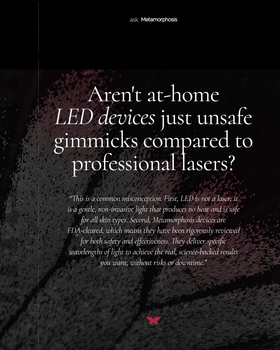 Metalightther's tweet photo. Does LED therapy instantly erase wrinkles? Is it the same as Botox? We are debunking the biggest anti-aging myths. Get the science-backed truth vs. the hype. 
Discover our FDA-cleared solutions -> https://t.co/0txRlKzf0x
#LEDTherapy #SkincareMyths https://t.co/eNeKuaK2B0