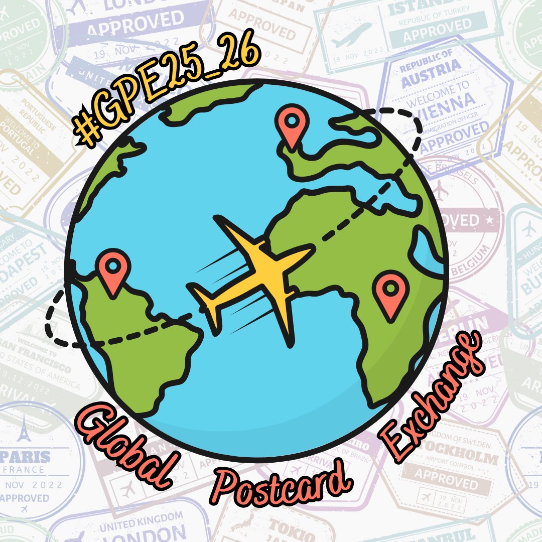 Looking for classes in OR, WA, ID, NV, AZ, TX, LA, FL, GA, MS, AL, TN, AR, KS, WY, UT, NM, NY, VT, CT, NH, RI, DE, MD, HI, ND, SD, WV, VA, AK to join the Global Postcard Exchange (link/info in bio)! #edchat #k12 #Teachersof𝕏 #edtech #edu #gpe25_26