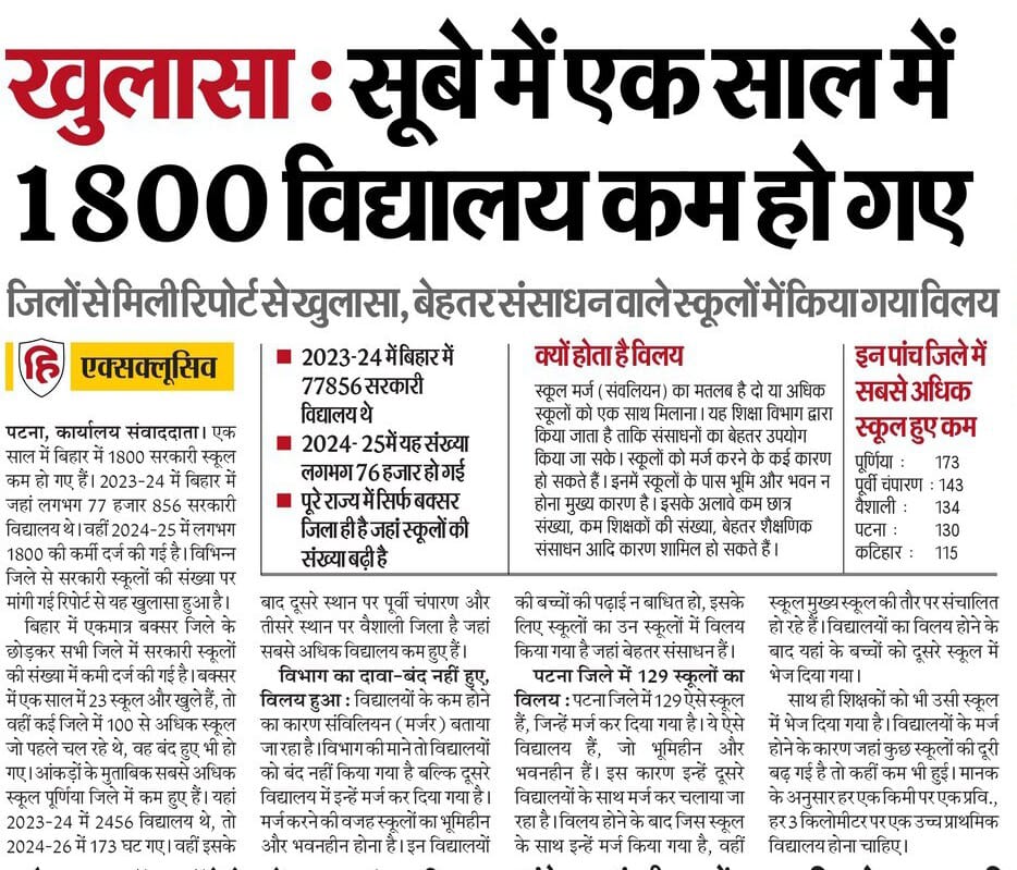 EducationBihar's tweet image. बिहार सरकार को भूमिहीन एवं भवनहीन होने के कारण बंद पड़े इन 1800 स्कूलों को खुलवाने के लिए जमीन खरीदने की पहल करनी चाहिए।
#OpenSchool