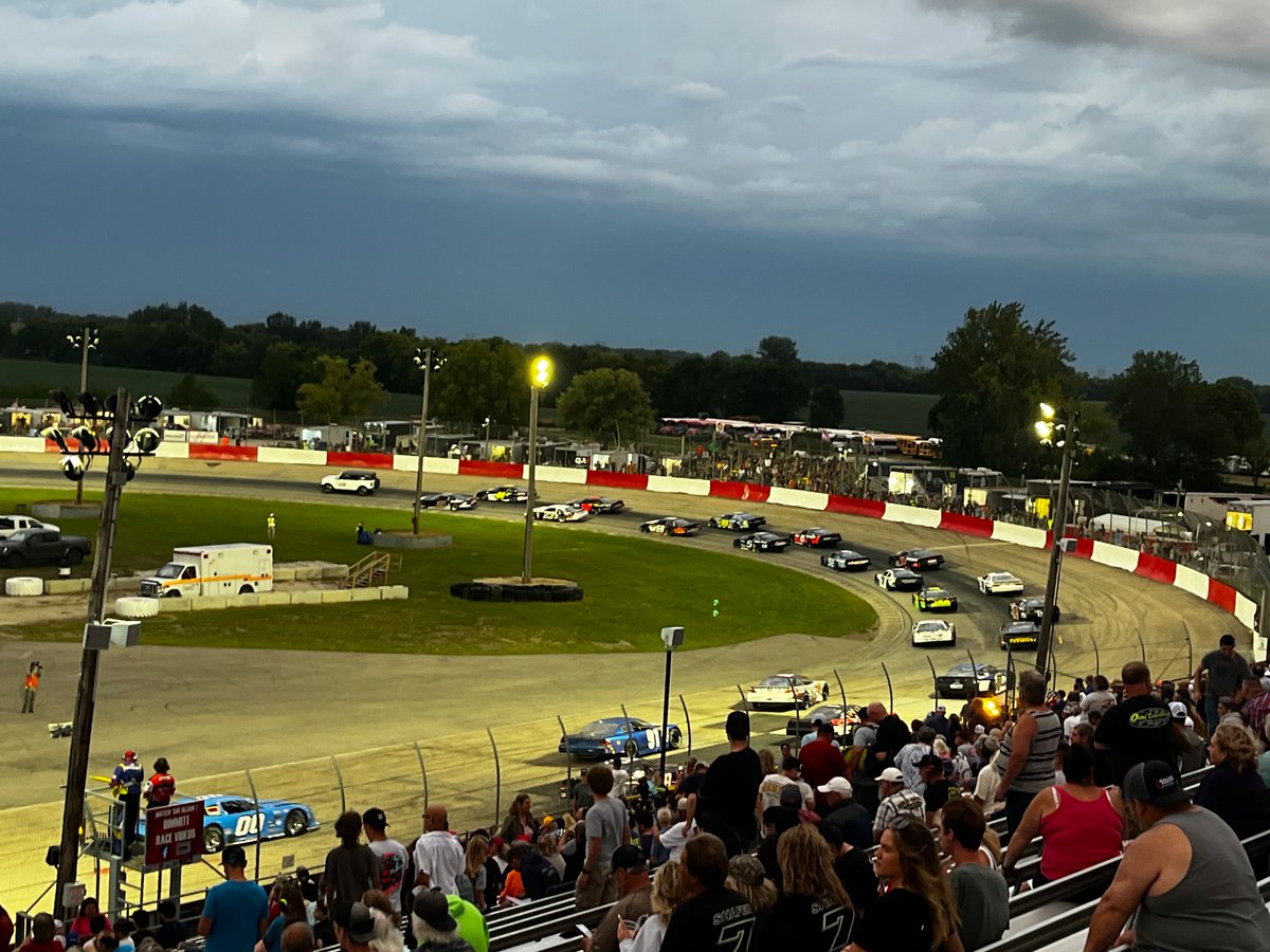 Great call at Grundy County for ASA Midwest…
skies look crazy, lightning everywhere.. cancel ASA SLM &amp; Midwest Truck heats. Run heats only for 4 cylinders first,then features, trucks,&amp;then ASA&amp;get rain &amp;really close lightning at 16 from 1/2… did we really need 4cyl heats first?