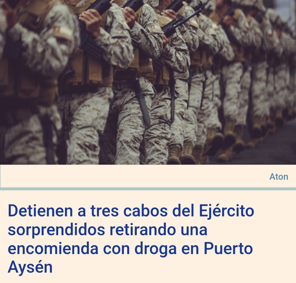 PaisEsponja's tweet image. Paso hoy y no lo verá en TV: 🤦

- Tres cabos del Ejército fueron detenidos tras retirar una encomienda de droga desde una sucursal de Chilexpress en Puerto Aysén. Mañana serán formalizados por el delito de tráfico de drogas. 

- El Subcomisario de Carabineros, capitán Diego…