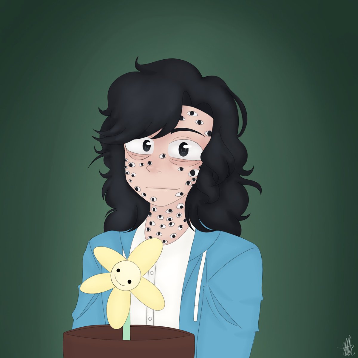 It's been a year and my art has been overhauled twice so I drew him again

It's also on my Tumblr (tumblr.com/rando-with-a-f…) and I'll prob put any future Argos art there bc I don't use Twitter much anymore

Argos still belongs to <a href="/AshurGharavi/">Ashur Gharavi</a>