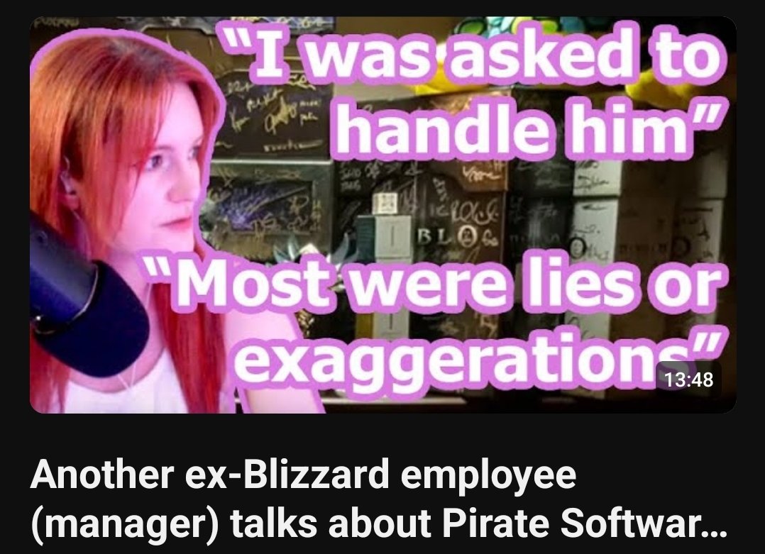 MinaSilverkin's tweet photo. ANOTHER coworker unloaded about working at Blizzard and his own dealings with #PirateSoftware. 

We've been talking about this stuff for YEARS, fellas. The Blizzard lawsuit was about wayyyy more than tiddymilk.

https://t.co/Zk7QayDVKp https://t.co/YnqDf7cpyM