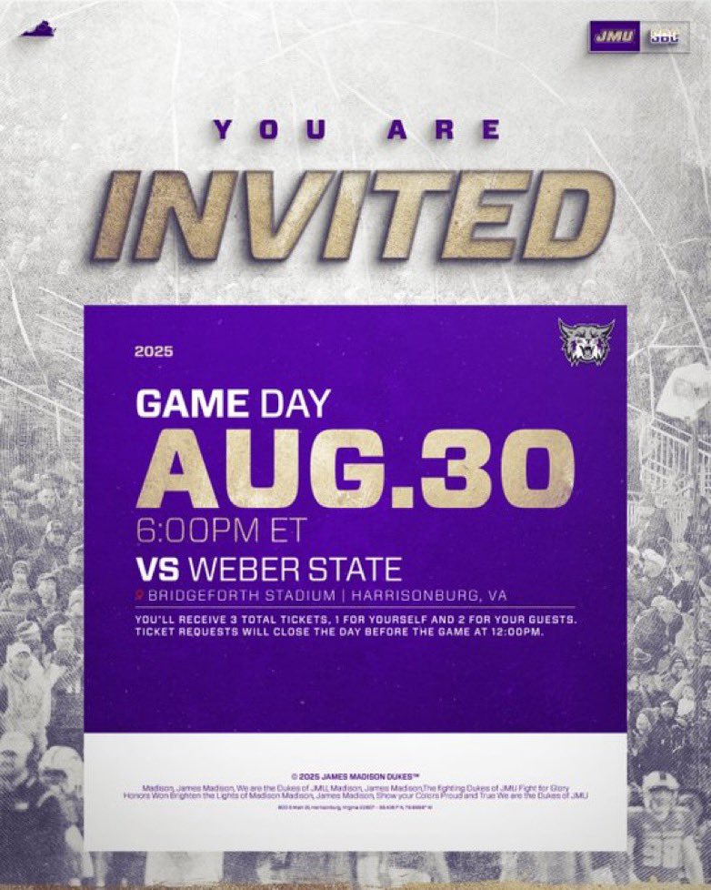 Thank you for the invite <a href="/JMUFBRecruiting/">JMU Football Recruiting</a>