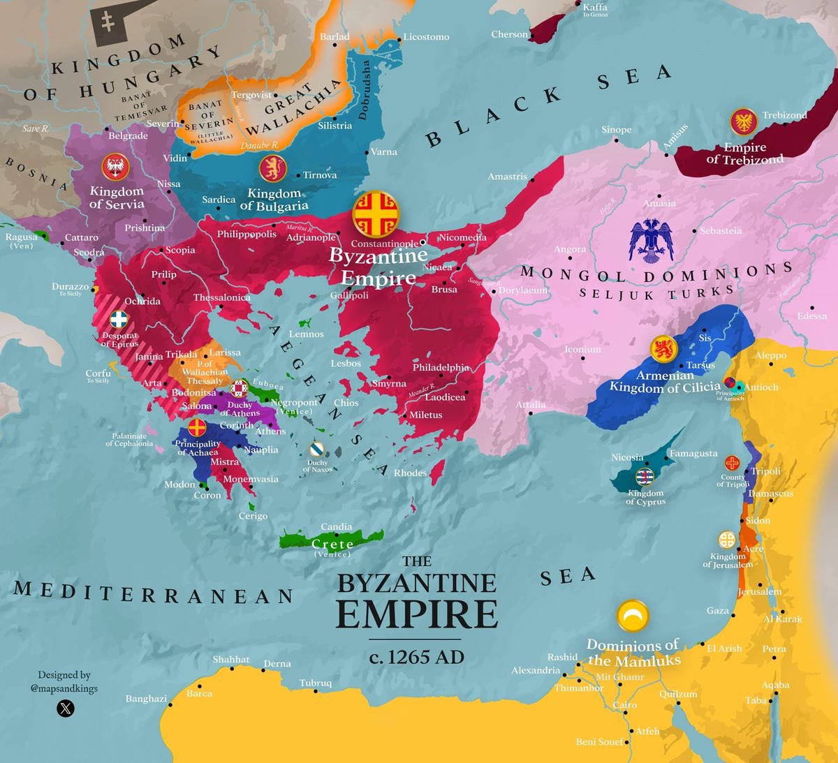 The Eastern Roman Empire in 1265 AD
