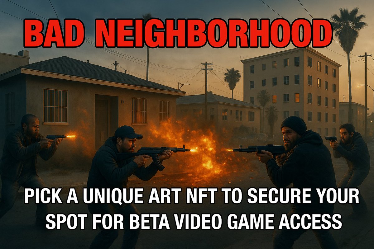 The BAD Neighborhood 🏚️💥 isn’t just a game 🎮  it’s a battleground ⚔️.

Only those holding a unique piece of art 🎨🔑 get to step inside.

Once the doors close 🚪🔒, the story begins 📖🔥… and you’ll wish you had a spot 👀.

Pick yours now 🫵 before it’s too late ⏳

DM now for