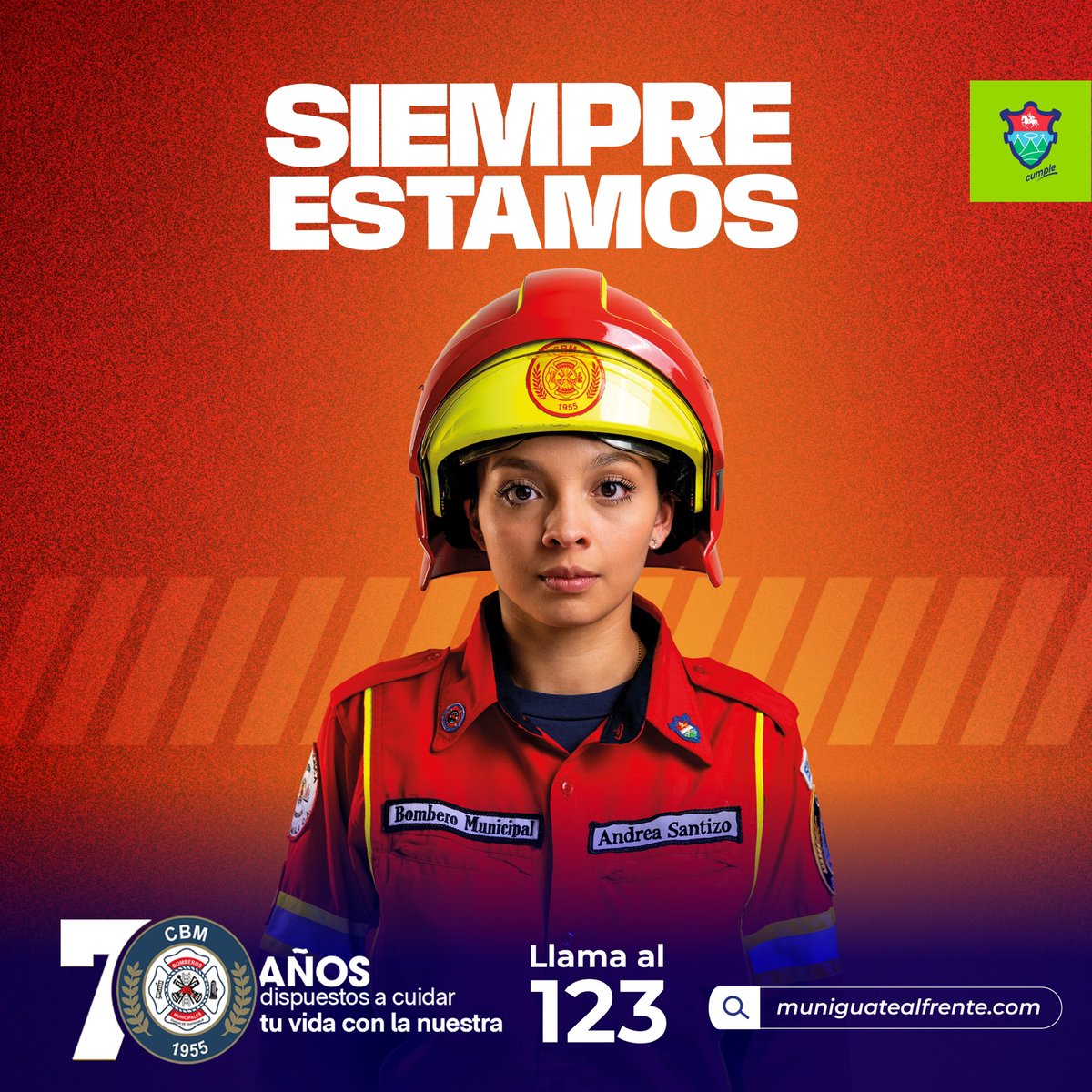 👩🏻‍🚒🧑🏻‍🚒 70 años de entrega, valor y compromiso al servicio de los vecinos. ¡Gracias por ser héroes de todos los días! 

#CBMSiempreEstamos #BomberosMuniGuate #BomberosMunicipales #TraficoGT