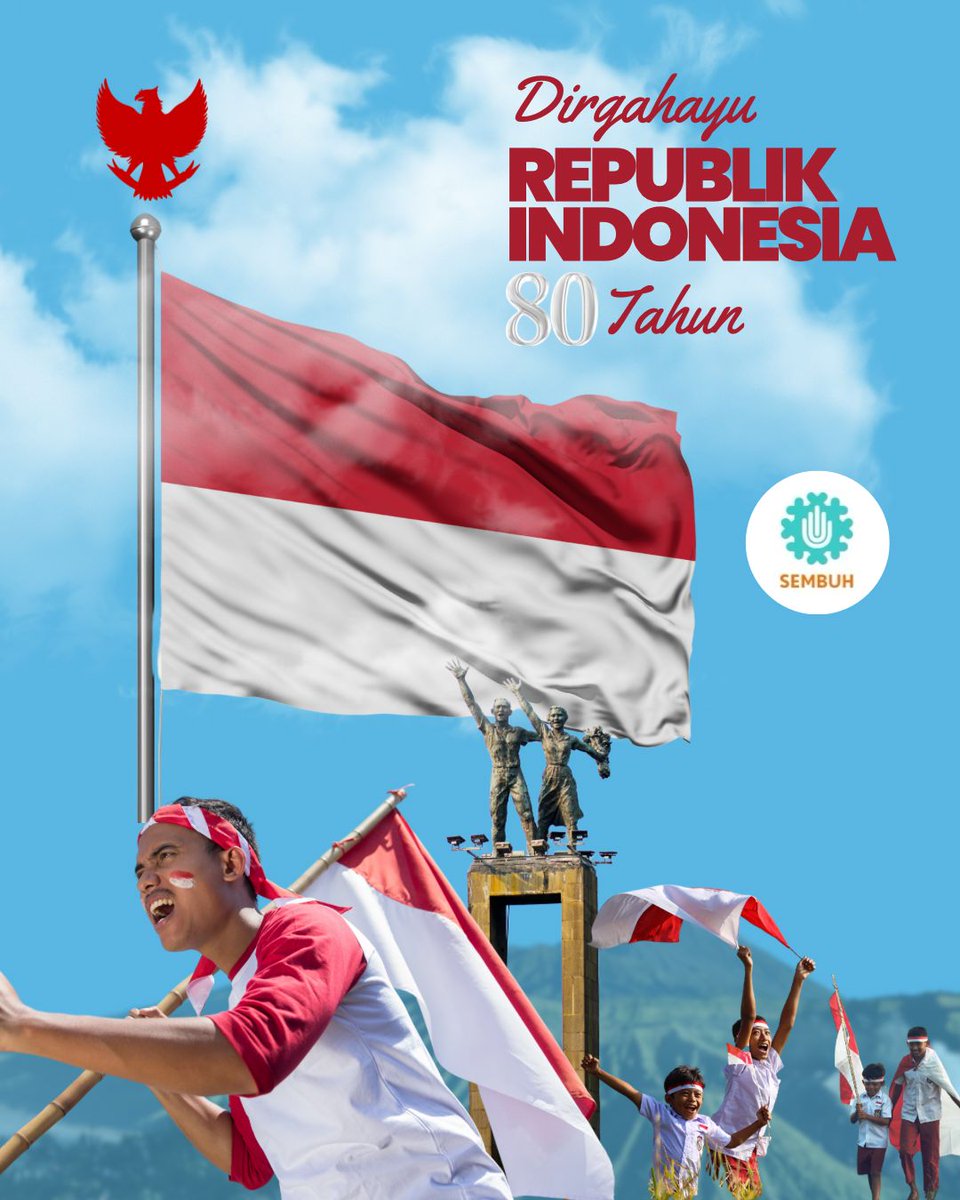sembutopia's tweet photo. Dirgahayu Indonesia tercinta, Bersama- sama kita bangun Indonesia yang lebih baik❤️🥰 Selamat Hari Kemerdekaan yang ke 80 Indonesia🥰💪🏻 Merdeka! 
.
.
#Sembutopia #InfoSembutopia #TipsSembuh #Indonesia #KemerdekaanRI #Merdeka https://t.co/LvZpLlsBpL