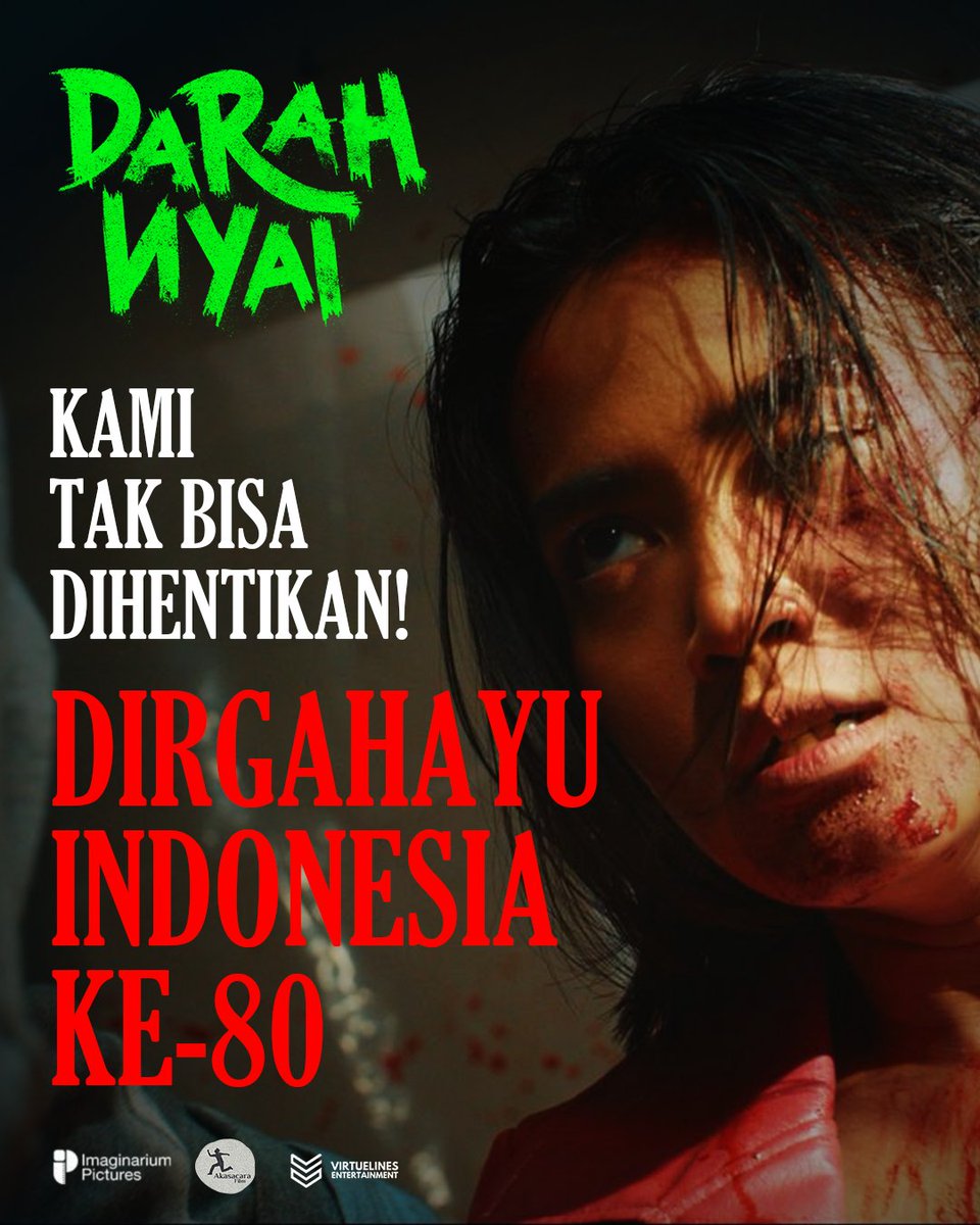 Indonesia sedang babak belur. 
Gelap sedang gempita. 
Di seluruh dunia. 
Kami tak bisa dibendung. 
Kami tak bisa dihentikan.

Dirgahayu RI ke-80

#darahnyai #filmdarahnyai