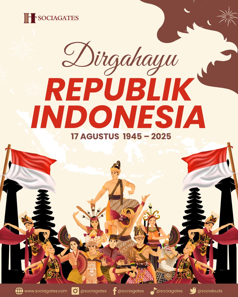 SociaBuds's tweet photo. Bersatu, Berdaulat, Rakyat Sejahtera, Indonesia Maju!

Selamat Hari Kemerdekaan Republik Indonesia ke-80🇮🇩

#Dirgahayu80NKRI #IndonesiaJaya #HUTRI #dirgahayu https://t.co/SJdOO5THP4