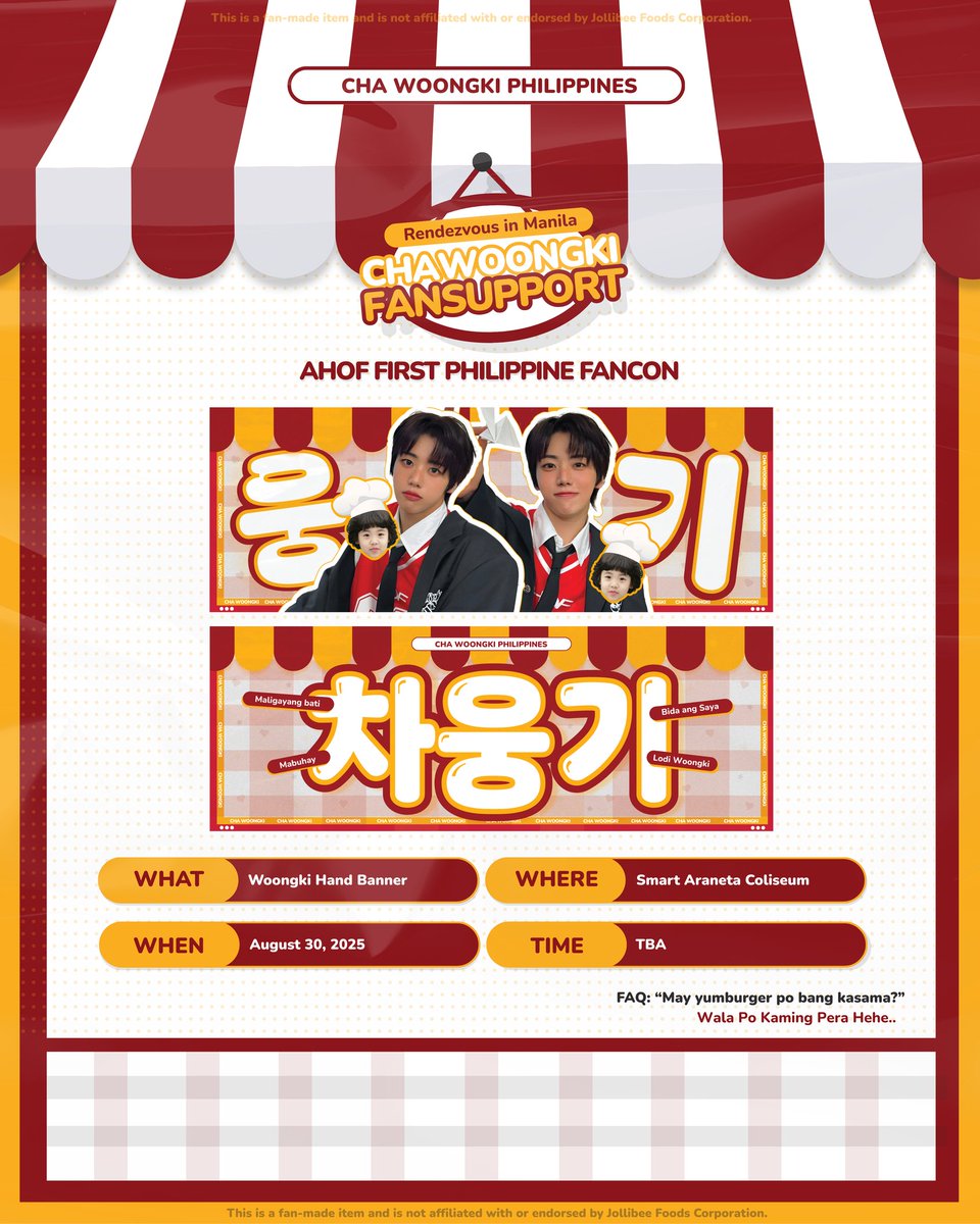 WOONGKI PH (@chawoongkiph) on Twitter photo RENDEVOUS IN MANILA ㅡ WOONGKI PH FAN SUPPORT 🚀
📍Smart Araneta Coliseum, Cubao
☆ Limited quantities only
☆ Must follow <a href="/chawoongkiph/">WOONGKI PH</a>
☆ Likes and Retweets are much appreciated
Sa JAEDOL-ibee, bida ang saya! 🍗🍔🍟
#WOONGKI #차웅기 #AHOF #아홉 #RENDEZVOUSinMANILA RENDEVOUS IN MANILA ㅡ WOONGKI PH FAN SUPPORT 🚀
📍Smart Araneta Coliseum, Cubao
☆ Limited quantities only
☆ Must follow <a href="/chawoongkiph/">WOONGKI PH</a>
☆ Likes and Retweets are much appreciated
Sa JAEDOL-ibee, bida ang saya! 🍗🍔🍟
#WOONGKI #차웅기 #AHOF #아홉 #RENDEZVOUSinMANILA