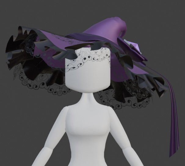 Ventheyeen_'s tweet photo. Hello there! As the season of the witch is coming up i’ll be cooking a lot more for @AngelicRbx 
“Witch’s Night Out Spellcasting Hat” 💜🧹
#dressupgame #roblox #fashion #Halloween #3dmodeling https://t.co/wUpo8fIgxD