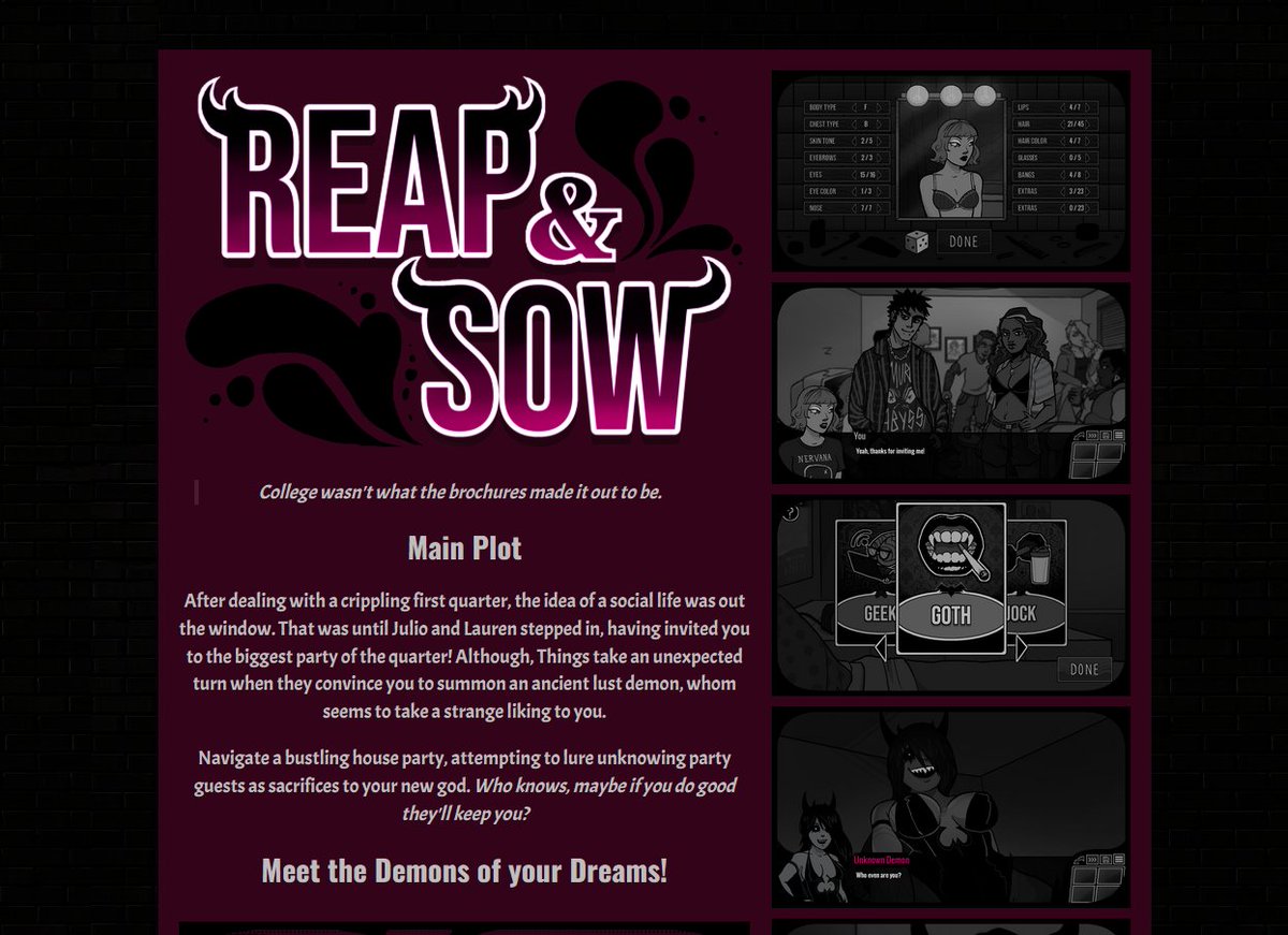 Demo for Reap and Sow, coming soon! #datingsim #murdersim #reapandsow