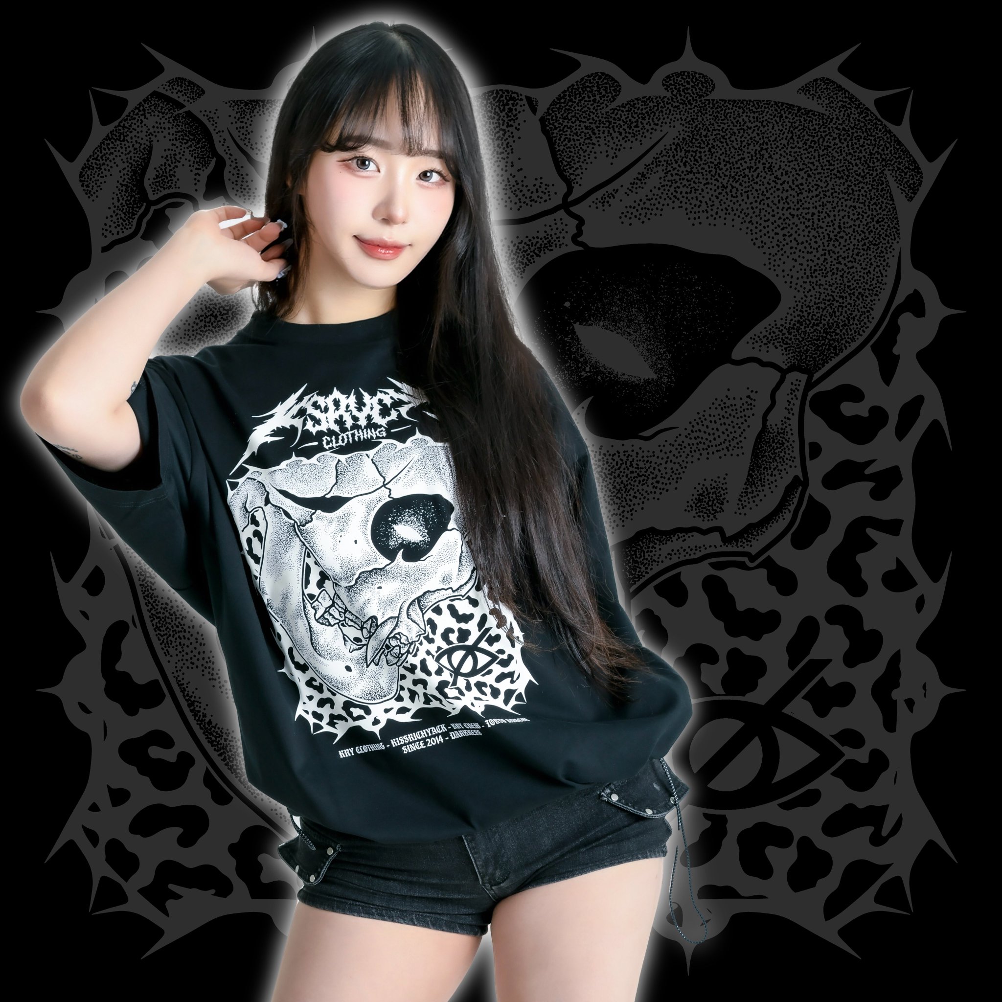 「ONEDARI」 黒×ホワイト KRYclothing Y-3 (ワイスリー) グラフィックプリント ジッパーポケット付き
