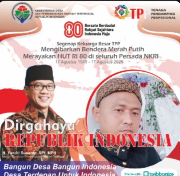 MZainuddinST2's tweet photo. Selamat hari Ulang Tahun yang ke 80 Indonesiaku...
@prabowo
@YandriSusanto27
@ArizaPatria
@kemendespdt
@bpsdmkemendesa
#TPPKibarBenderaMerahPutih
#TPPDirgahayuRI80
#BangunDesaBangunIndonesia https://t.co/UX0fVEV2pd