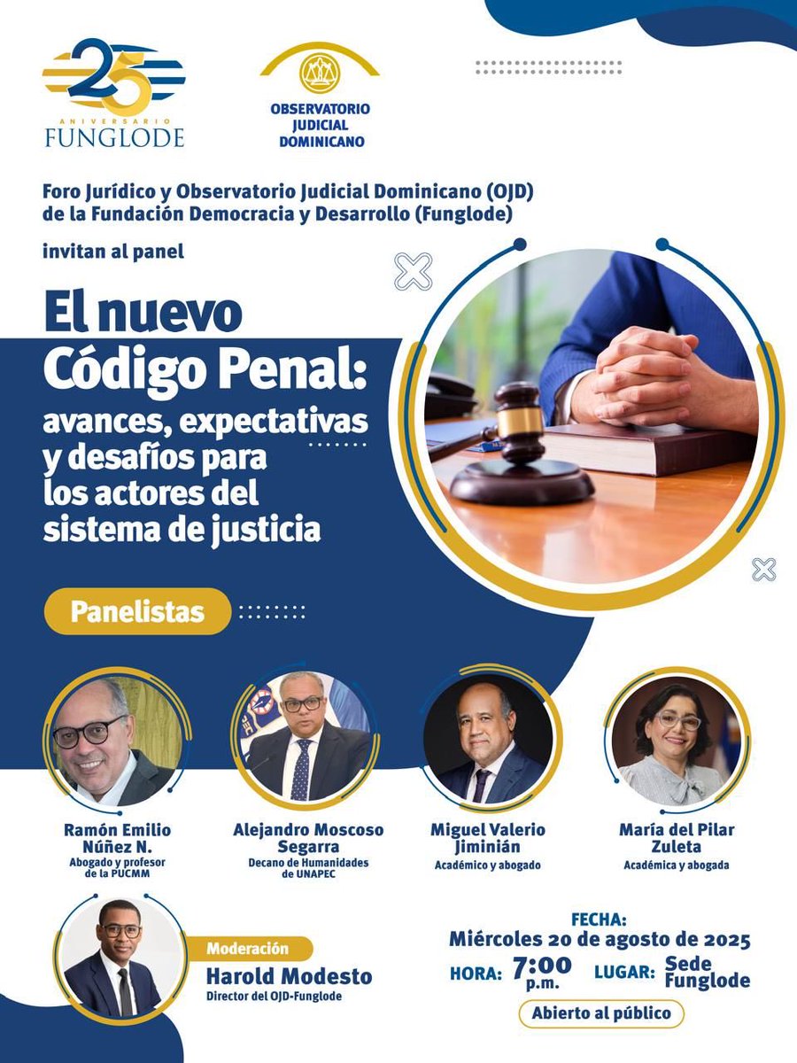 AMoscosoSegarra's tweet photo. El próximo Miércoles tendré la oportunidad de compartir con destacados amigos juristas,espacio académico donde reflexionaremos sobre el nuevo código penal.
Los esperamos.
⁦@ramonnunez1⁩ 
⁦@miguelvalerioj⁩ 
⁦@hbacostas⁩ 
⁦@FUNGLODE⁩ 
⁦@HaroldModestoS⁩ https://t.co/twsSh3q2NT