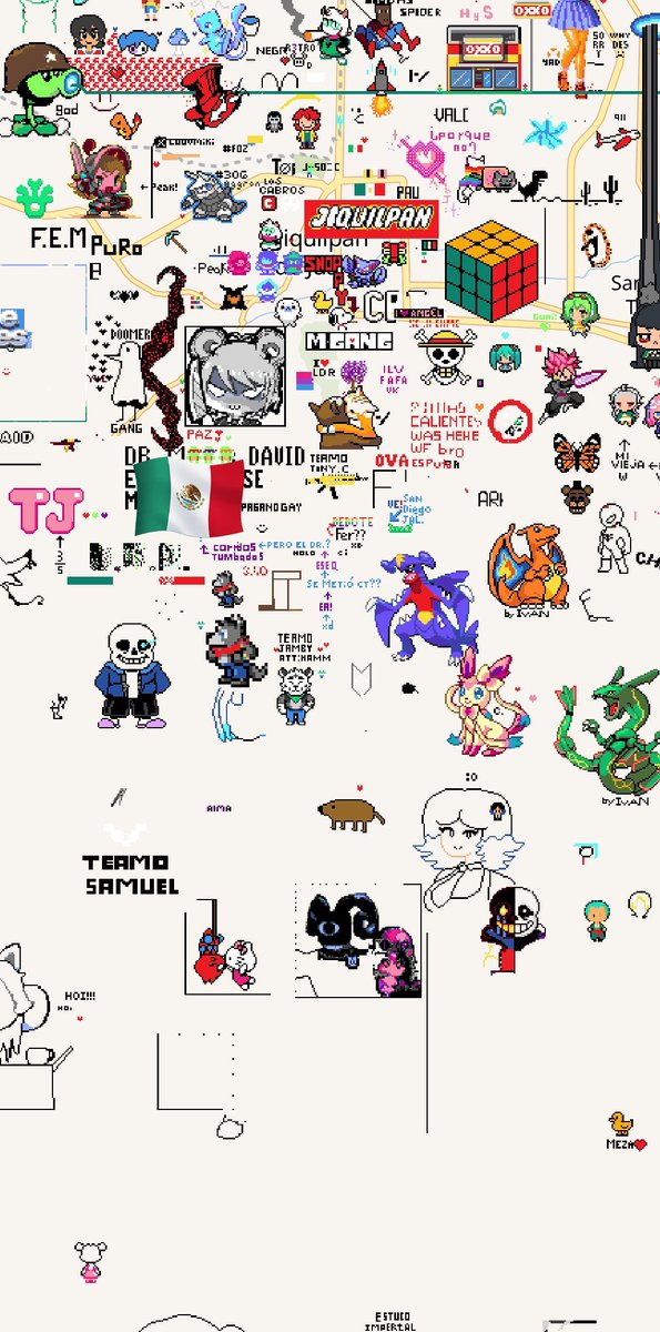 Me parece gracioso que los de mi ranchito están todos tranquilos dibujando y un chingo de los del pueblo de al lado andan nomás de problemático xD
Pero han salido bonitas obras de arte de aquí