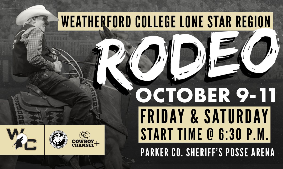 The WC Lone Star Region Rodeo is October 9-11 at the Parker County Sheriff's Posse grounds. Don't miss the rodeo action + concerts by Sonny Burgess &amp; the Rowdy Decker Band! Tickets &amp; sponsorship info here:  bit.ly/45RHS3u