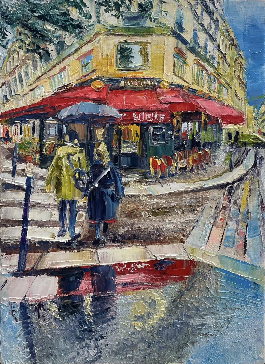 雨のパリ カンヴァスに油彩 F4(24×33㎝) 雨が降るパリ☂️ 旅先で