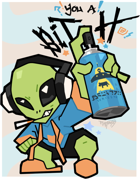 I'll soon upload something #habbo related, but until then, have this alien.

Aimed at nobody in particular, he's just my art mascot.