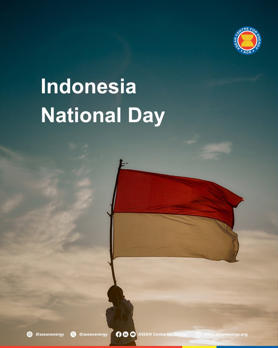 Happy Indonesia National Day! 🇮🇩

The ASEAN Centre for Energy cheers on and supports the Indonesia's efforts in energy transition and securing a sustainable and resilient energy future for ASEAN ✨

#ASEAN #IndonesiaIndependenceDay #HUTRI80