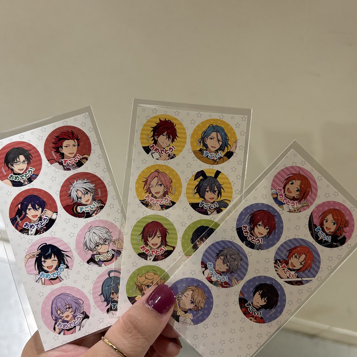 Re3remi's tweet photo. 【交換】
あんスタ POP-UP マルイ 特典 ごほうびシール

譲：紅月 エスプリ、Crazy:B Switch、2wink Knights

求：Trickstar UNDEAD

現在マルイにおりますため、手渡しでの交換でお願いいたします。
よろしくお願いいたします。 https://t.co/cqJCOhgzDT