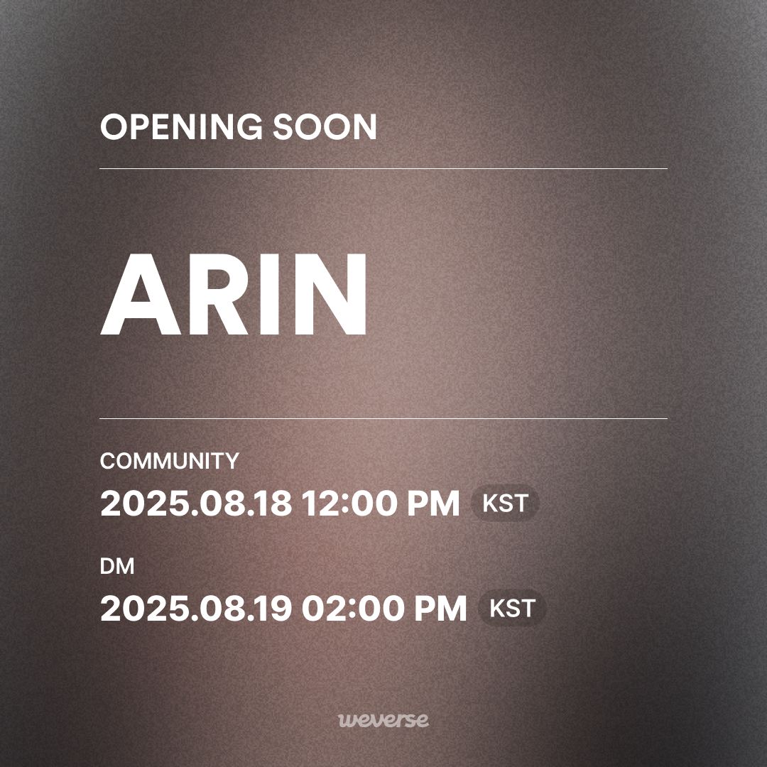 📢아린과 한발짝 더 가까워지는 순간! 위버스에서 만나요💗 ✨8월 18일(월) 12 PM (KST) 커뮤니티 오픈 ✨8월 19일(화)  2 PM (KST) DM 오픈 #Arin #오마이걸 #OHMYGIRL #위버스 #Weverse #Weverse_DM