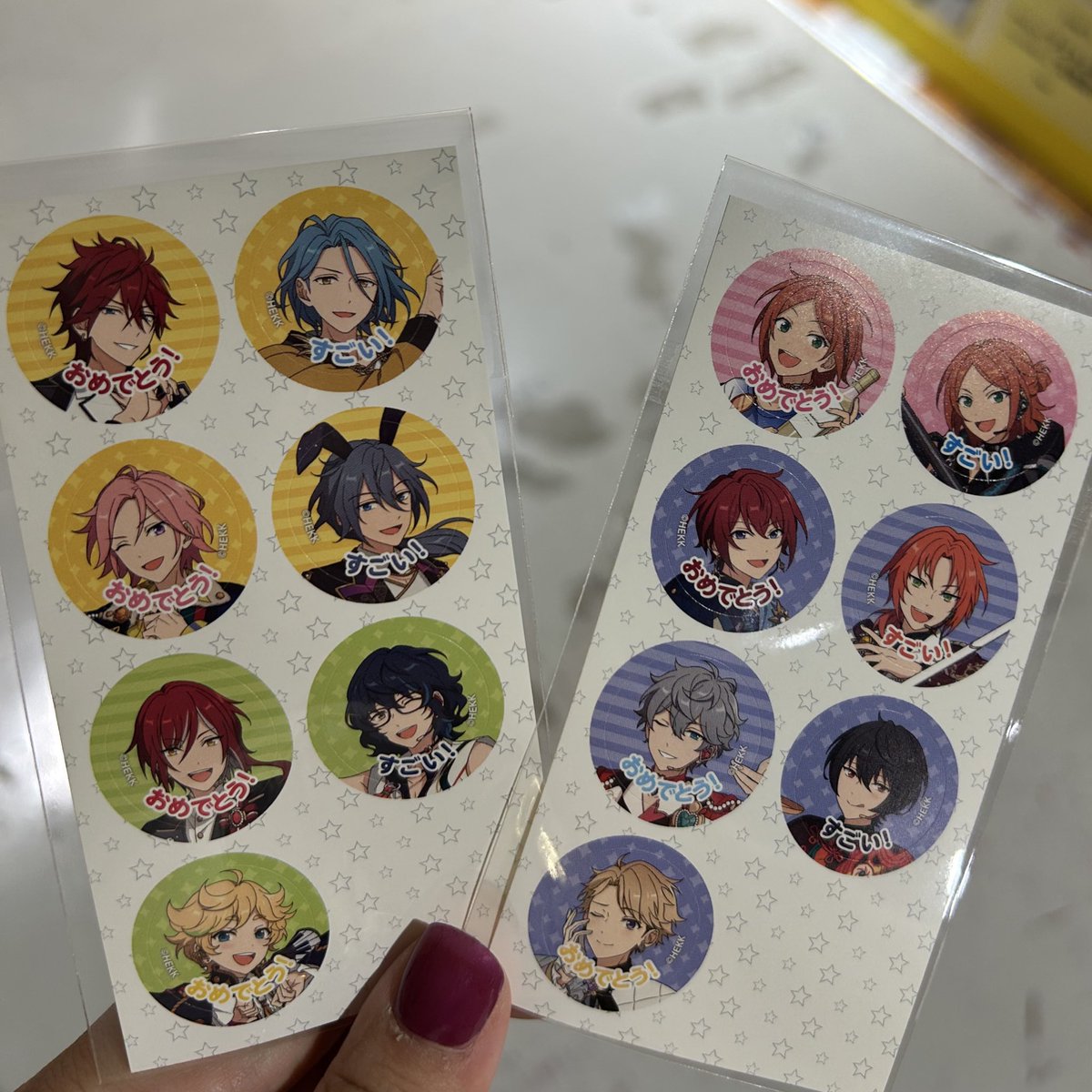 Re3remi's tweet photo. 【交換】
あんスタ POP-UP マルイ 特典 ごほうびシール

譲：Crazy:B Switch、2wink Knights

求：Trickstar UNDEAD

現在マルイにおりますため、手渡しでの交換でお願いいたします。また、シートごとの交換でお願いいたします。 https://t.co/XK3v0a426e