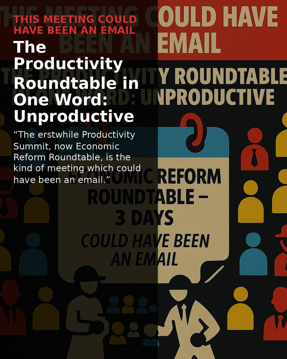 parnellpalme's tweet photo. My column: This roundtable could've been an email. #UnproductiveMeetings #CouldHaveBeenAnEmail #ProductivityFail #MeetingOverload #WorkplaceHumor #EfficiencyMatters #TimeWasted #OfficeLife #CorporateSatire #MeetingMadness https://t.co/mEXvwJz2PK