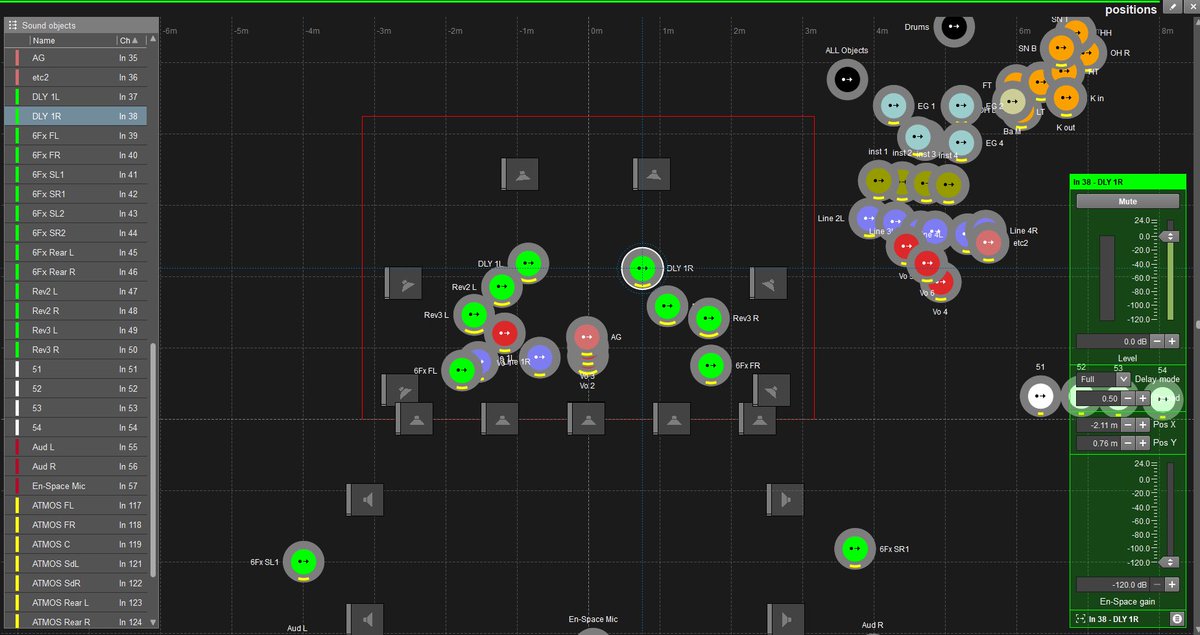 dhra_'s tweet image. 本日はステージ側にも！！
くらえ「バーチャルアコースティックシェル‼️」
（って言いつつホントにほんのり）
ライブハウスでありがちな、ステージの疎外感を無くしてフロアと同じ感覚に😬
Flontal5+360°の更なる拡張！
#dbSoundscape
#ライブイマーシブ
#イマーシブサウンド