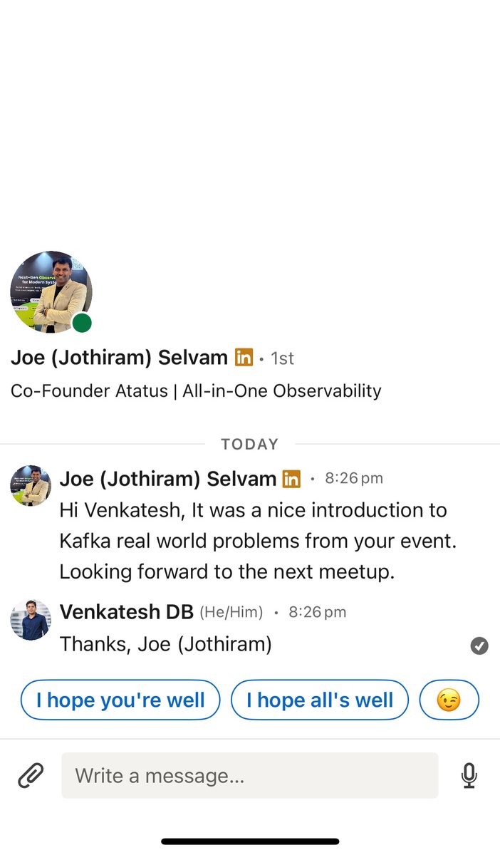 CoderRange's tweet image. Real Voices. Real Impact.
Grateful to receive inspiring feedback from Joe (Jothiram) Selvam, Co-Founder @ Atatus after our recent Kafka Real-World Problems Meetup:
#coderrange #venkateshdb #Kafka